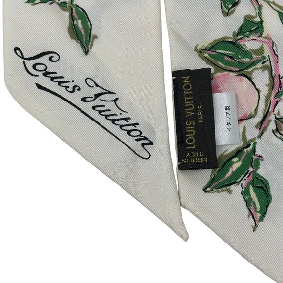 Louis Vuitton LV Silk Fruits Bandeau Scarf Twilly Beige Pink - Picture 5 of 6